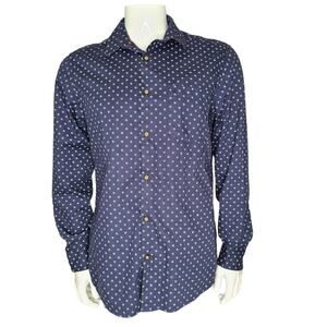Bare Leisure Print navy blue button down medium men's shirt